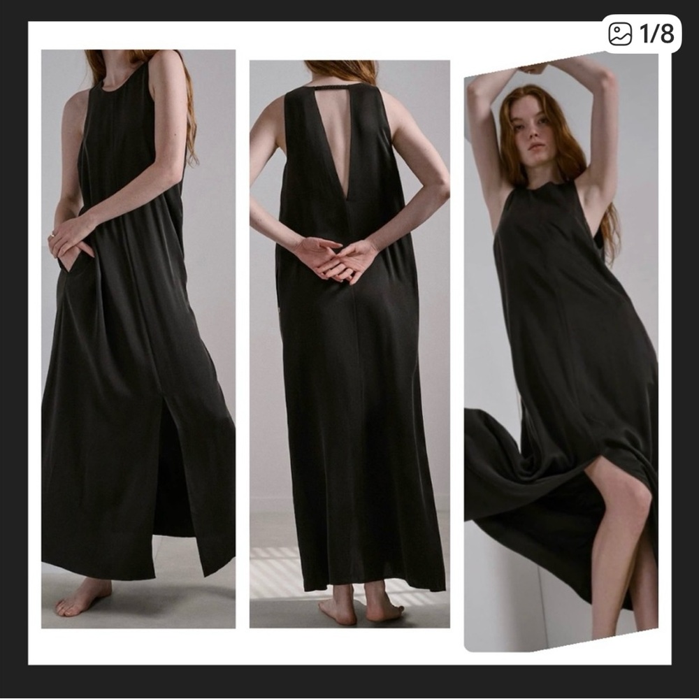 Lunya Silk Black Maxi Dress NWOT